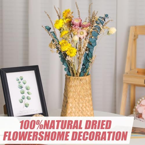 Pink Yellow Dried Flowers Bouquet Set Rustic Boho Flowers