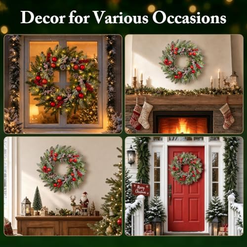 24 Inch Christmas Wreaths for Front Door-Pine Artificial Christmas Wreath