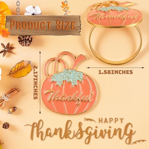 WILLBOND 12 Pcs Fall Thanksgiving Pumpkin Napkin Rings, Orange Yellow Beige