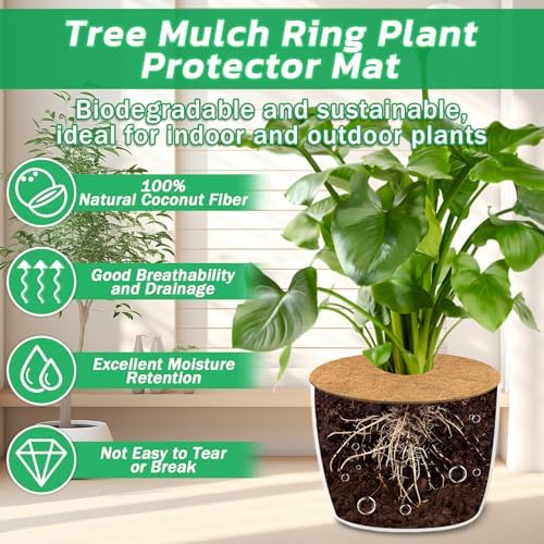 Legigo 10 Pack Coconut Fiber Mulch Ring Tree Plant Protector Mat, 9 Inch