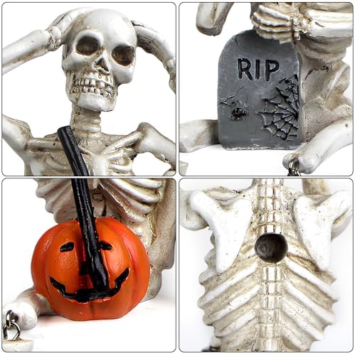 Halloween Skeleton Statue Set of 3, See Speak Hear No Evil Figurines