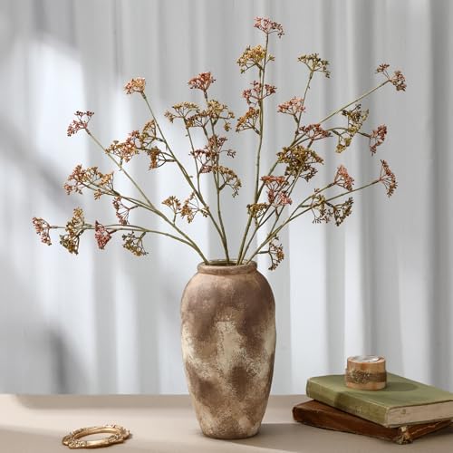 Suncalla 6 Pcs Faux Dusty Plum Berry Stem Fall Decor, Orange, 22 Inch