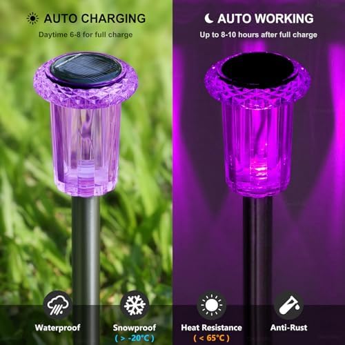 Halloween Solar Lights Outdoor 10 Pack LED Purple Pathway Lights