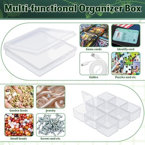 Plant Seed Organizer Box Garden Seed Storage Container Cases Transparent Plastic Collection Box Dustproof Craft Organizer Case with 9 Pcs Mini Storage Cases for Garden Home Office