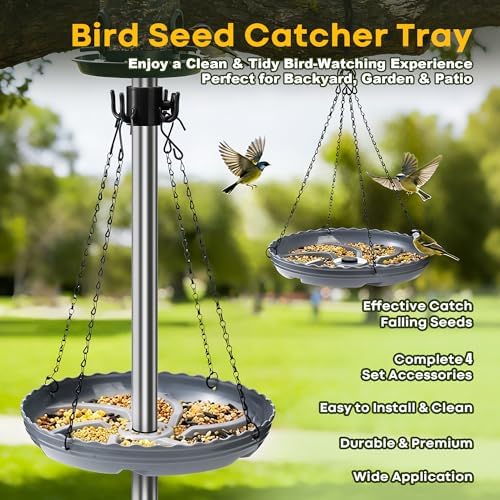 Aurelema Hanging Bird Seed Catcher Tray (Gray,3 Sets)