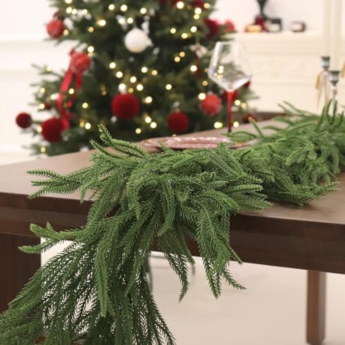Christmas Norfolk Pine Garland Real Touch for Mantle Decoration