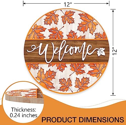 Deroro Welcome Fall Maple Leaves Sign for Front Door Decor, Autumn Leaf