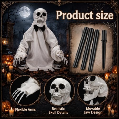 Wenqik 16" Outdoor Halloween Groundbreaker Skeleton Decoration Yard Stake