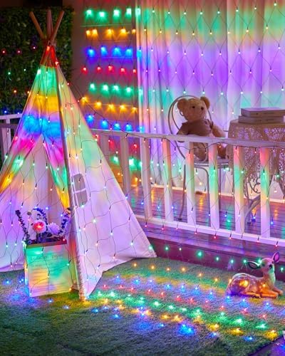2 Pack 12×5FT 360 LED Christmas Net Lights Outdoor Mesh Lights Waterproof