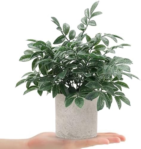 Coferset 2 Pack Small Fake Plants Herb Potted,Gray Green