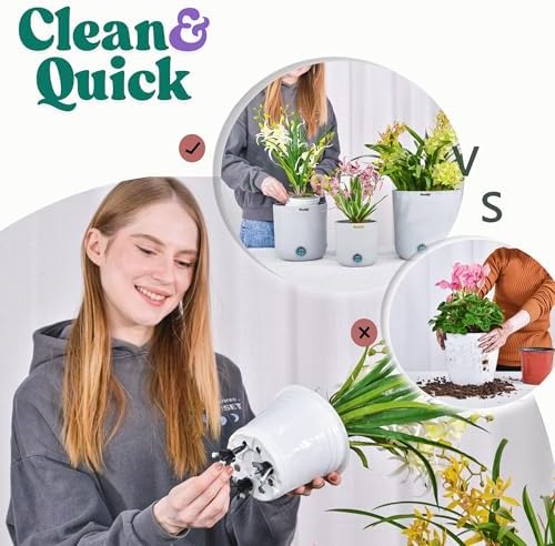 GreenShip Self Watering Spikes 4 Pack, Plant Waterer with Wicking Rope （S