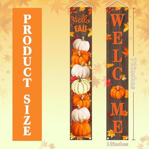 Fall Porch Banner Pumpkin Thanksgiving Door Decorations for Home Decor