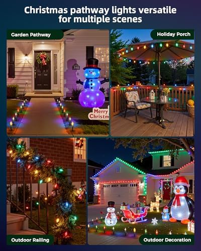 Christmas Pathway Lights Outdoor,25.7 Ft C9 Lights with 20 Multicolor Bulbs