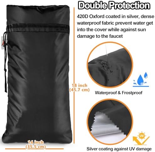 Outdoor Faucet Covers for Winter, 3M Thinsulate Insulation Faucet Freeze Protector, 18" H x 14" W for Garden Lawn Faucets & Yard Hydrant, Waterproof Insulated Spigot Cover Faucet Sock – Black