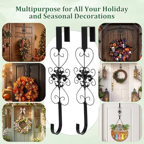 2 Pcs Halloween Wreath Hangers for Front Door, 15.5 in, Black