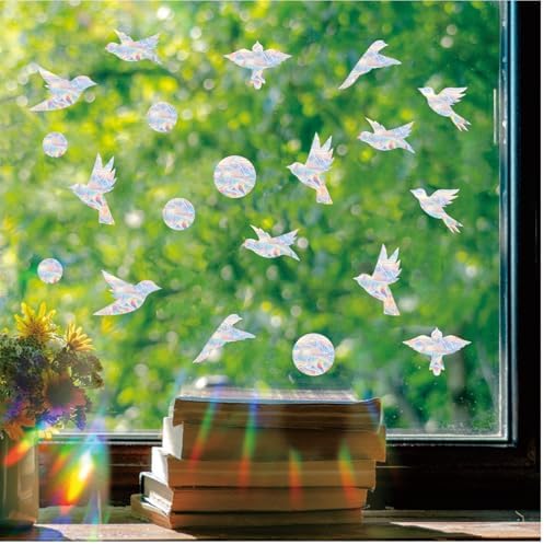 51Pcs Birds Window Stickers, Rainbow