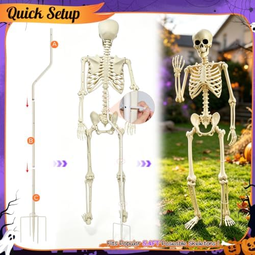 Skeleton Stand for Yard, Hidden Ground Stake for Halloween Skeletons(2Pack)