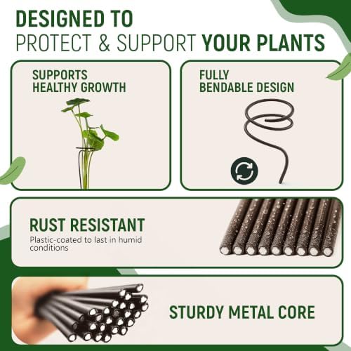 20pcs 16" Bendable Plant Support Stakes & 30 Clips- Orchid Stakes and Clips