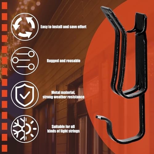 Zonon 200 Pcs Christmas Lights Metal Clips, Gutter Clips for Lights