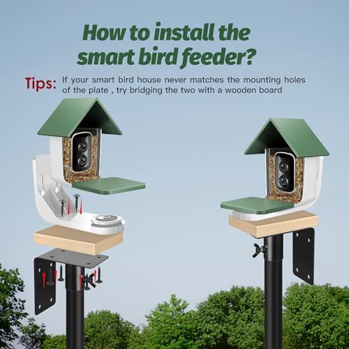 95 Inch Bird Feeder Pole Kit, 5-Prong Base, Hanging Hook