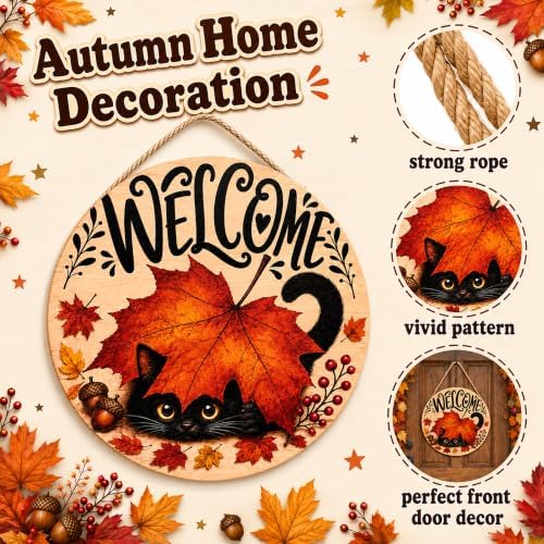 Fall Decor - Autumn Welcome Sign for Front Door | Thanksgiving Decorations