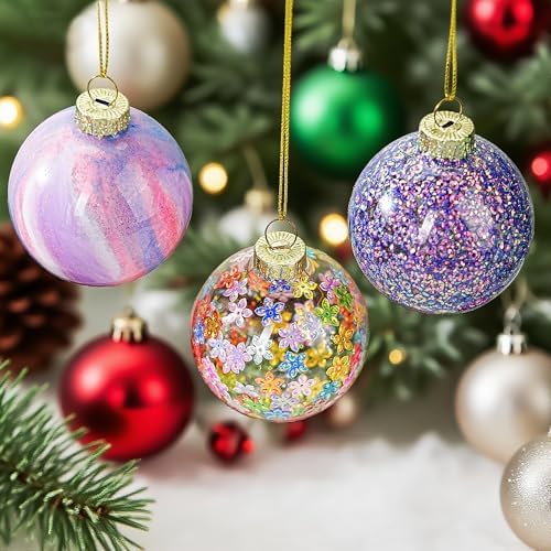 6pcs Glass Christmas Ball Ornament 2.4In Glittering Christmas Tree Ornament