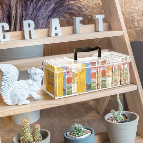 tutata Seed Packet Organizer Box Plastic Portable Seed Packet Storage Box, Seed Storage Organizer