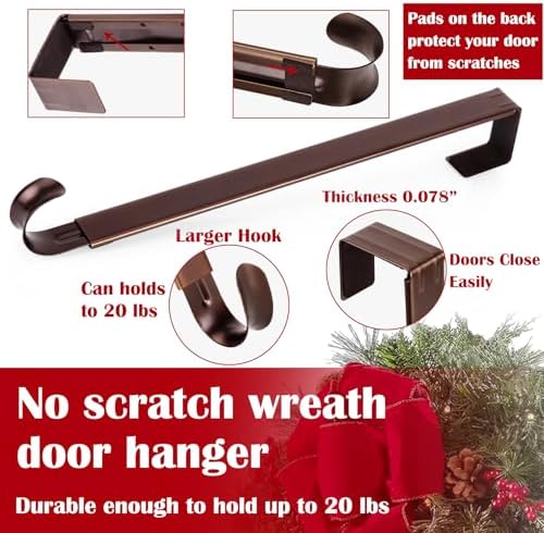 2 Pack Wreath Hanger for Front Door, 20 lbs Christmas Wreath Door Hanger