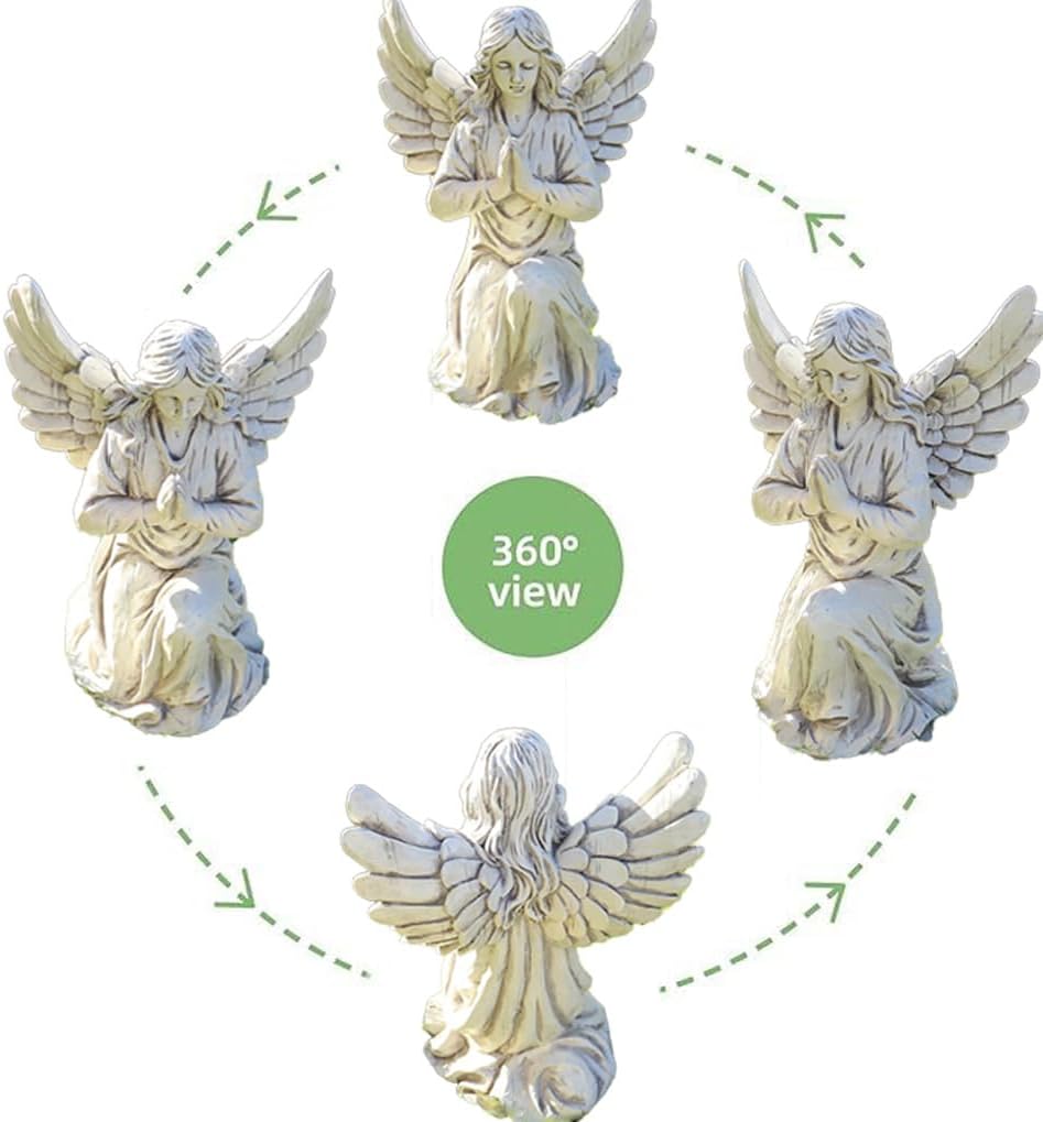 Praying Angel Garden Statue – Outdoor Kneeling Angel Figurine for Yard, Patio, Memorial Decor, Resin Sculpture