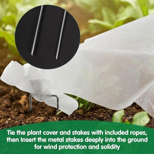 kockuu Plant Covers Freeze Protection, 10ft x 30ft 1.41 oz/yd² Frost Cloth Plant Blankets Floating Row Covers with 20 Stainless Steel Clips for Winter Plants Gardens Frost/Sun Pests Protection, White