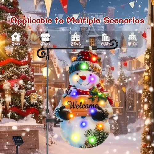 28x40 Solar Christmas Snowman Garden Flag, Outdoor Decor