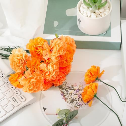 Waydress 20 Pcs Artificial Marigold Flowers Halloween,Orange