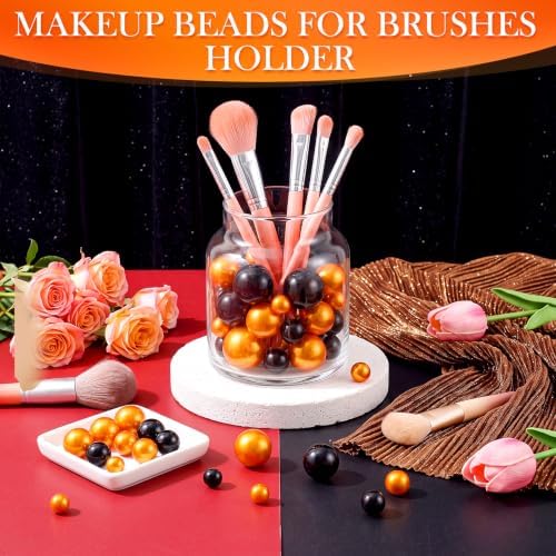 Junkin 300 Pcs Faux Pearl Vase Filler No Hole Gloss Beads,Black and Orange