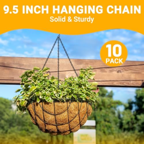 10 Pack 9.5 Inch Black Hanging Chains,Plant Hangers for Planters