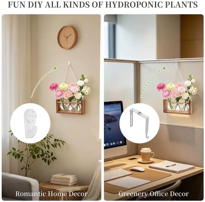 Plant Propagation Station, Heart Test Tube Vases with Hook
