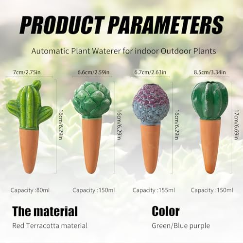 SURE YUESI 4PCS Self Watering Globes, Automatic Terracotta Watering Bulbs - Watering Spikes, Vacation Plant Watering Devices System, Plant Watering Globes for Indoor and Outdoor Plants - Cactus