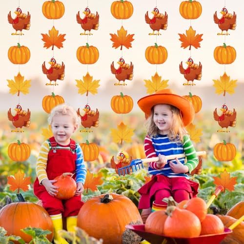 Xinnun Fall Thanksgiving Party Decorations Pumpkin Turkey Banner Garland