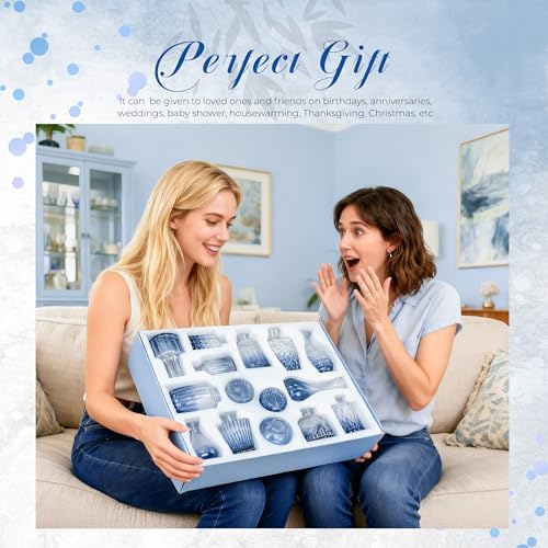 Der Rose 30pcs Glass Bud Vases, Blue Vases for Wedding Home Decorations