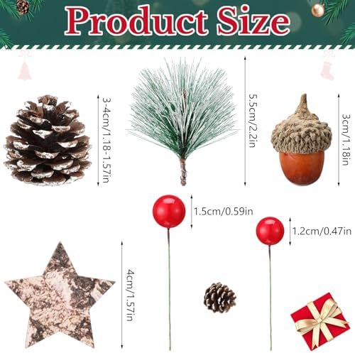 Riceshoot 540 Pcs Christmas Picks and Sprays Pine Cone Berries Set