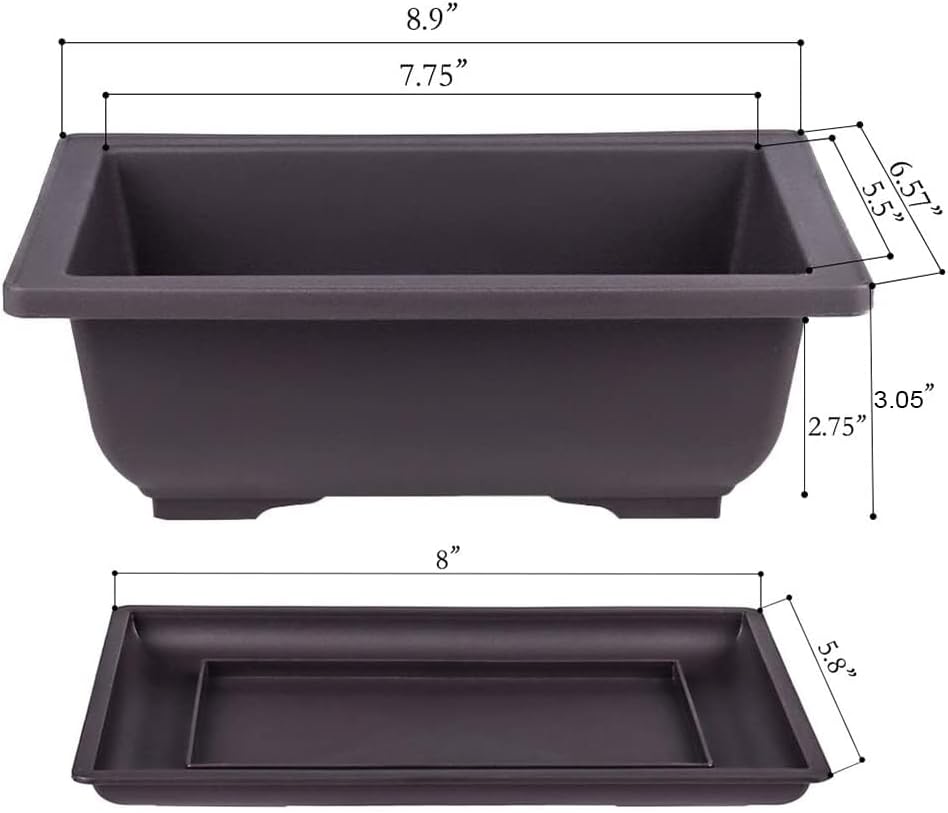 MUZHI 6PCS/Pack Retro Style Basin Larger Plastic Flower Pot Planters 8.9 Inch Bonsai Plant Bowl Nursery Pots Plastic