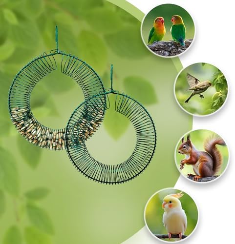 Peanut Bird Feeder, Hanging Feeder Round Metal Whole Wild Bird Feeder with Hanging Hook for Outdoor Birds and Squirrels Feeding Rust & Proof