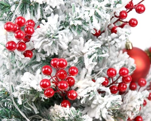 Mklsit 60 Pack Artificial Red Holly Berries, 8.2 Inch Christmas Berry Picks