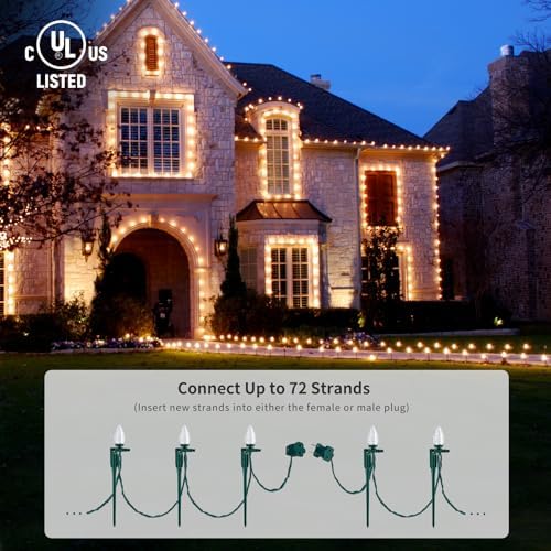 SURAIELEC C9 Christmas Pathway Lights, 25FT, 25 Warm White LED Bulbs