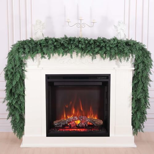 Hananona 9 FT Christmas Garland, 2 Pcs Real Touch Cedar Garlands