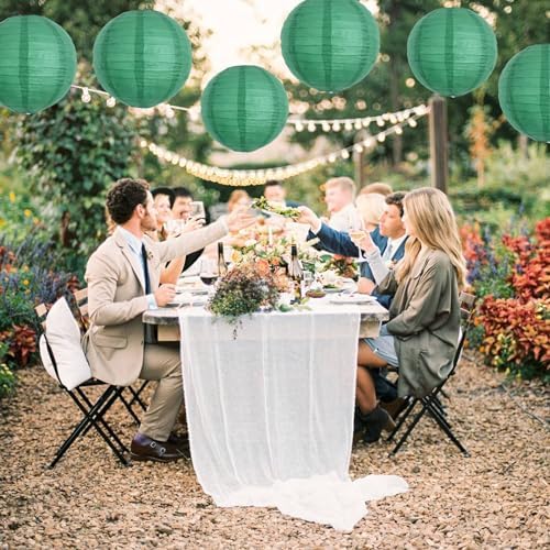 BEISHIDA 12 Inch Green Paper Lanterns 6 Packs Hanging Round Chinese Lantern