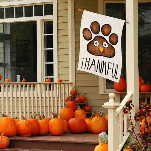 Thanksgiving Turkey Paw House Flags for Outdoor 28x40 Inch Double Sided