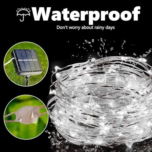 Lomotech Solar Fairy Lights Outdoor, 2 Pack Total 66ft 200 LED,White