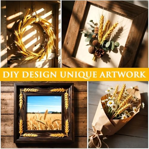 Sukh 50 Stems Dried Wheat Stalks - Golden Wheat Straw for Vases 13.3 in