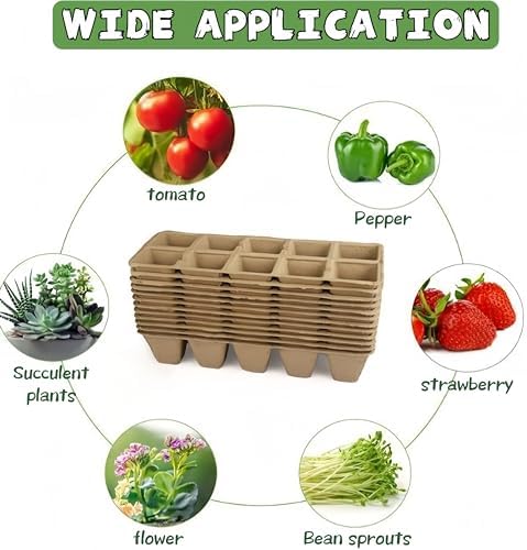 240 Cells Seed Starter Tray, 24 Pack Biodegradable Peat Pots, Seed Starter Kit for Seedlings with 24 Labels