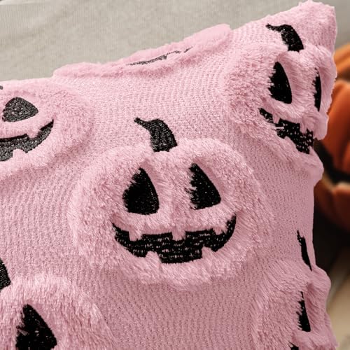 MIULEE Halloween Fall Pumpkin Throw Pillow Covers 20x20 Pink